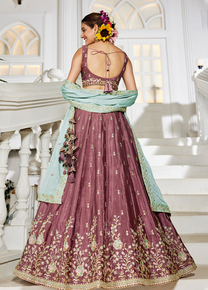 Pink Blended Silk Lehenga Set