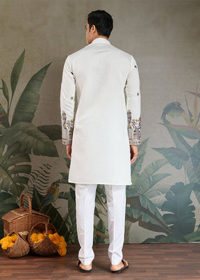White Viscose Kurta & Pajama Set