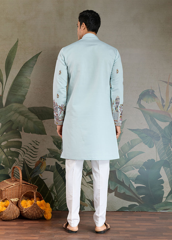 Blue Viscose Kurta & Pajama Set