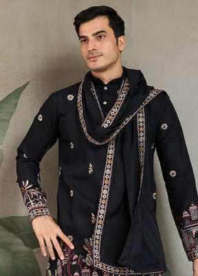 Black Viscose Kurta & Pajama Set