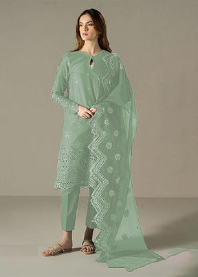 3 Pc Green Cotton Suit Set