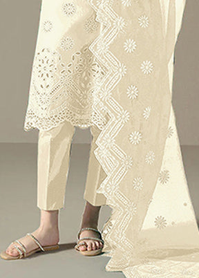 3 Pc Cream Cotton Suit Set