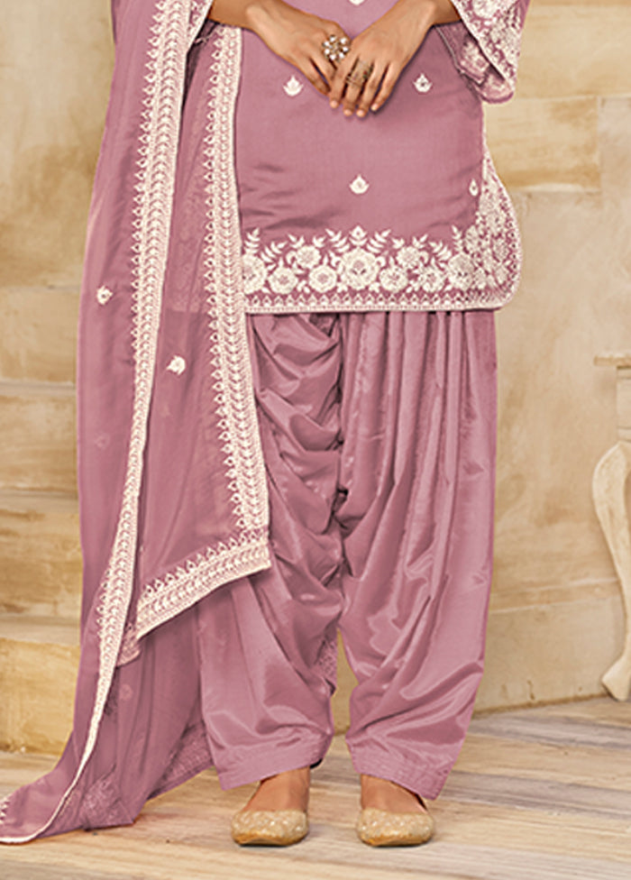 3 Pc Pink Silk Suit Set