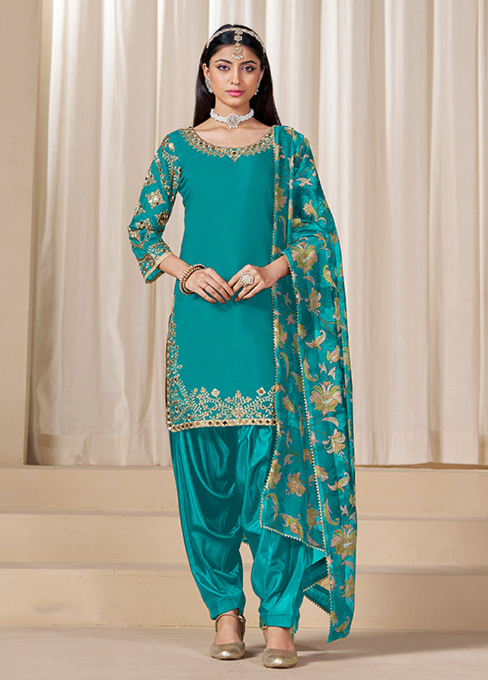 3 Pc Green Silk Suit Set