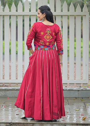 Maroon Blended Silk Lehenga Set