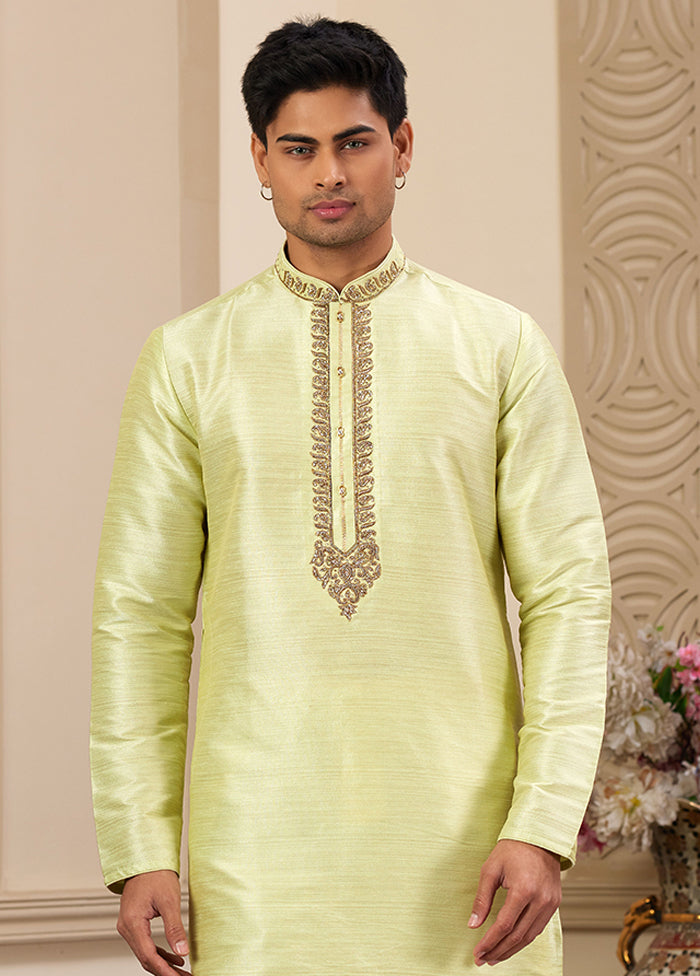 Green Silk Kurta & Pajama Set
