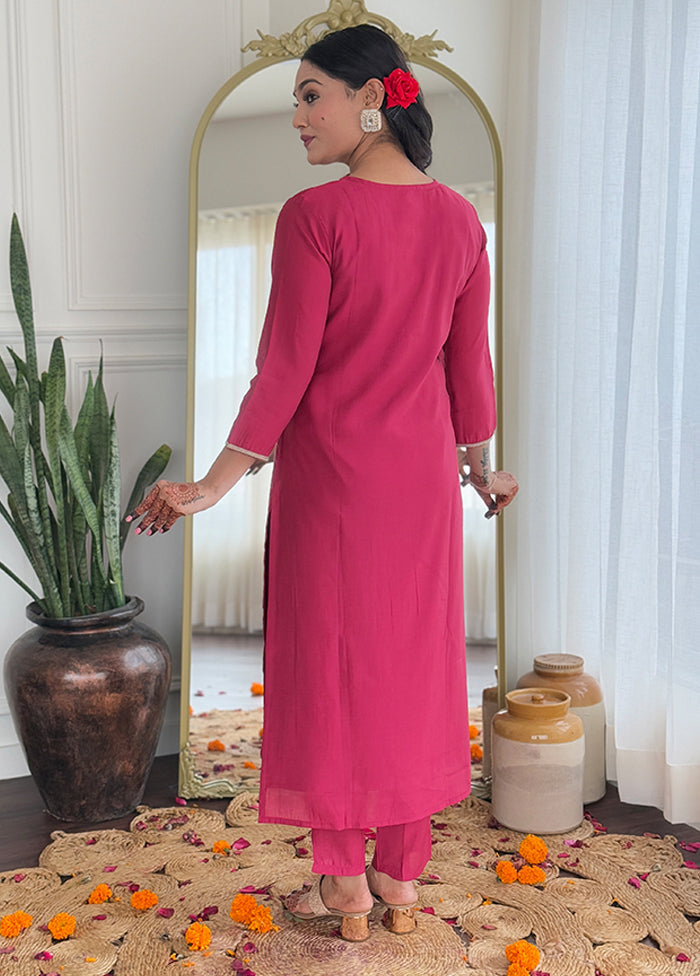 3 Pc Pink Silk Suit Set