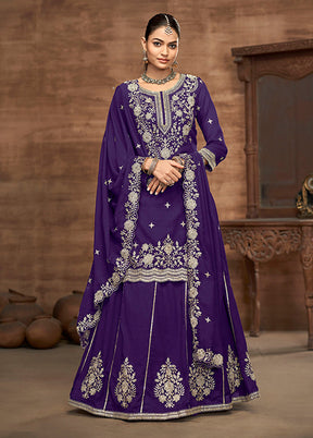 3 Pc Purple Silk Suit Set