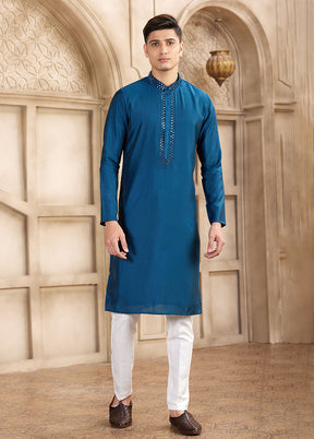 Blue Silk Kurta & Pajama Set