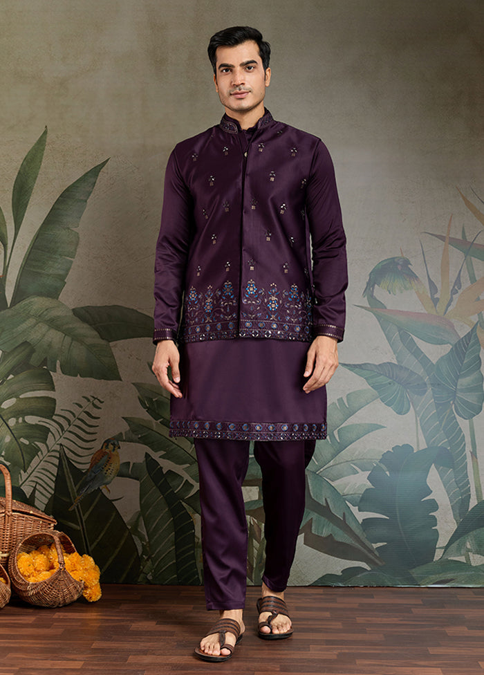 Purple Silk Kurta & Pajama Set