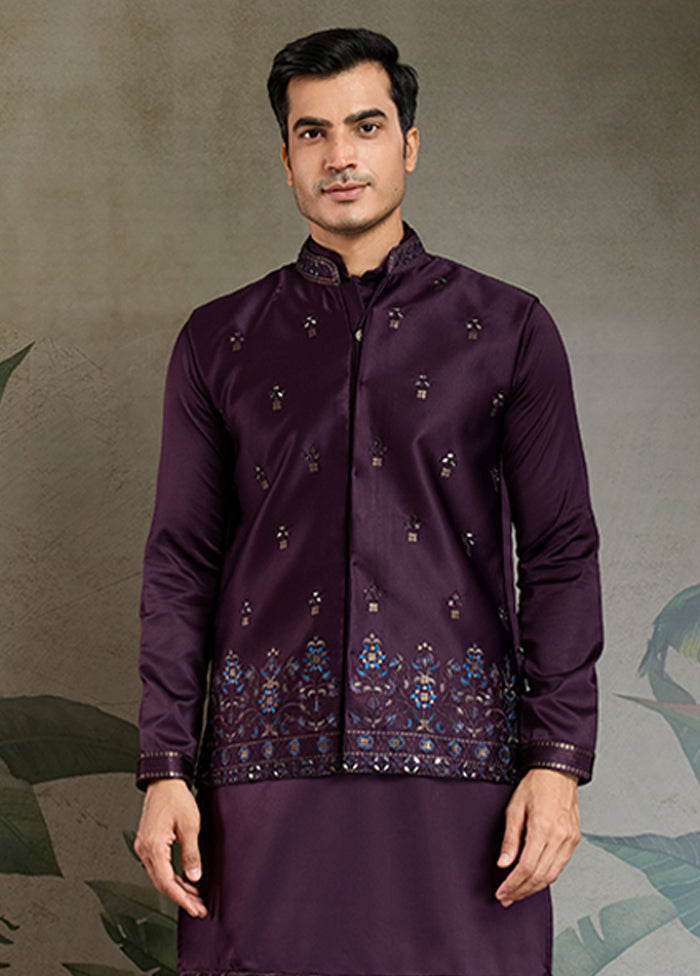 Purple Silk Kurta & Pajama Set
