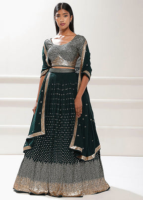 Green Georgette Dupatta Lehenga Set