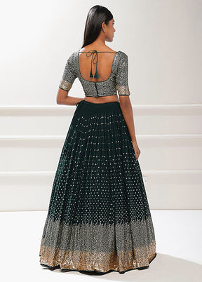 Green Georgette Dupatta Lehenga Set