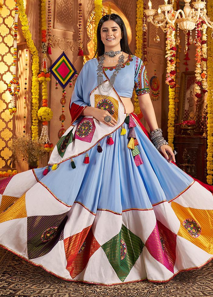 Blue Viscose Dupatta Lehenga Set