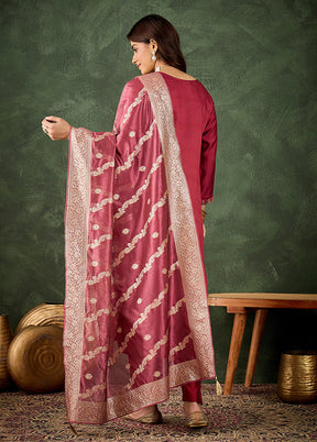 3 Pc Maroon Silk Suit Set
