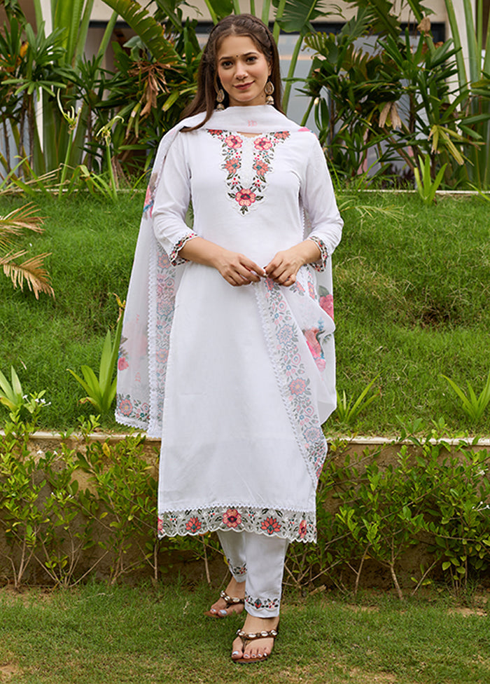 3 Pc White Silk Suit Set