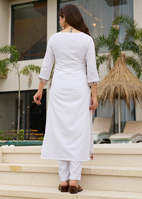 3 Pc White Silk Suit Set