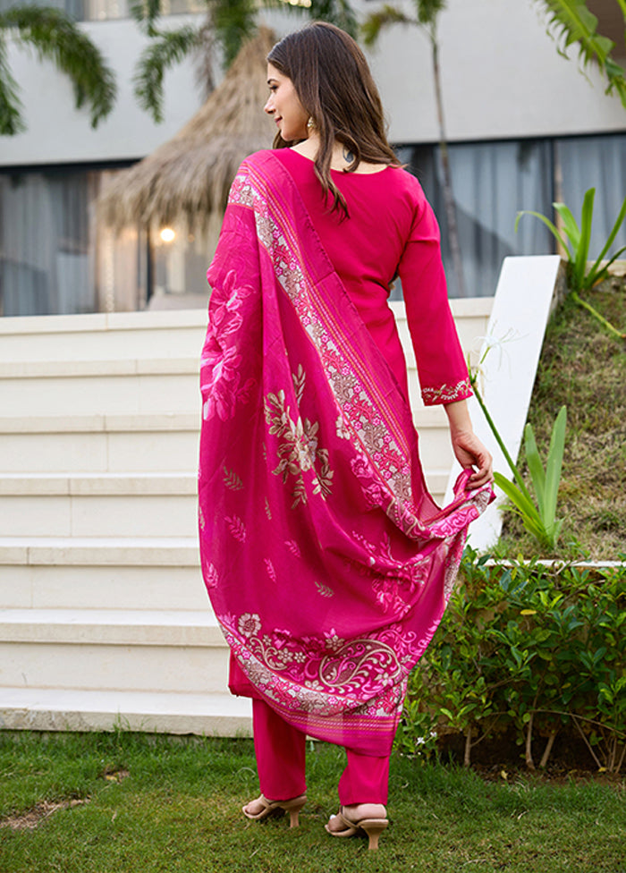 3 Pc Pink Silk Suit Set