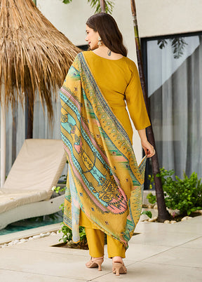 3 Pc Yellow Silk Suit Set