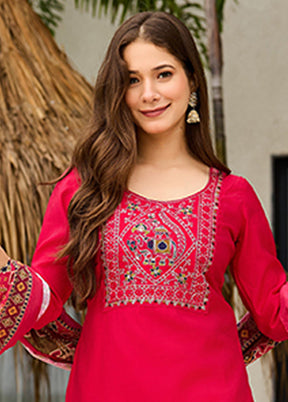 3 Pc Pink Silk Suit Set