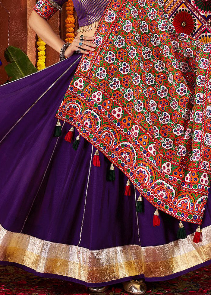 Purple Blended Silk Dupatta Lehenga Set