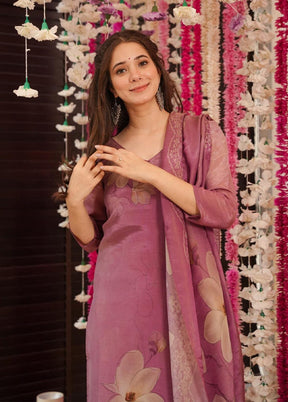 3 Pc Violet Silk Suit Set