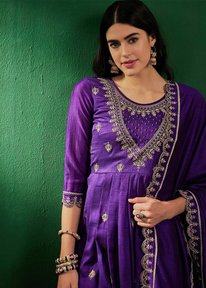 3 Pc Purple Silk Suit Set