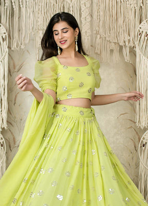 Multicolor Georgette Dupatta Lehenga Set