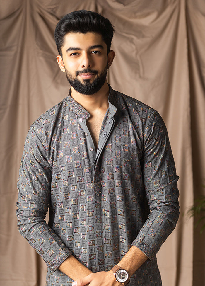Grey Silk Kurta & Pajama Set