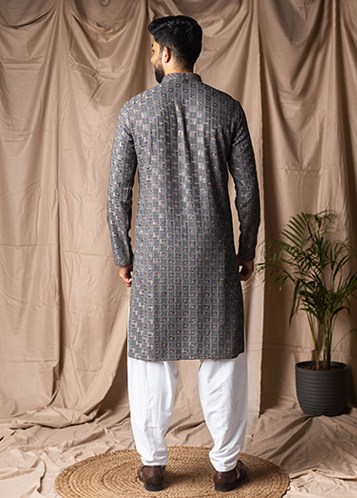 Grey Silk Kurta & Pajama Set