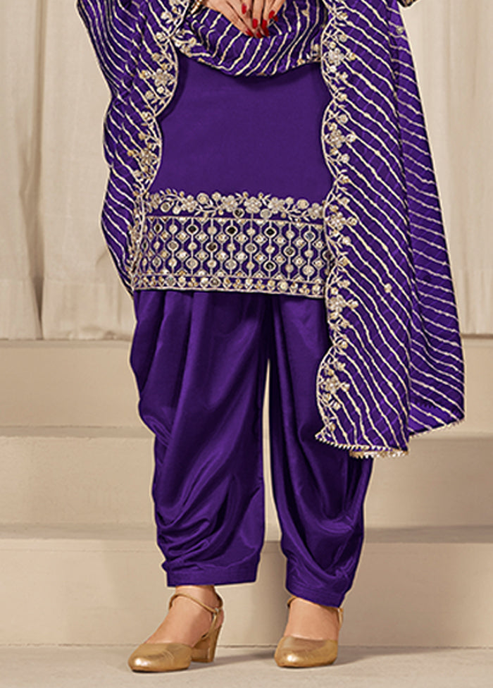 3 Pc Purple Silk Suit Set