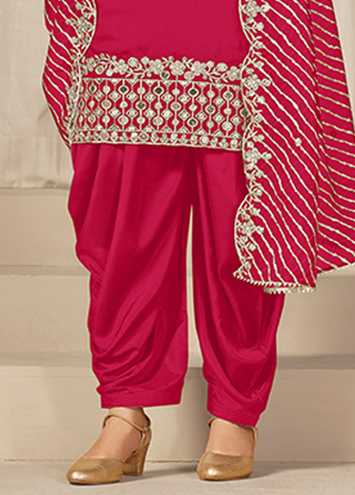 3 Pc Pink Silk Suit Set