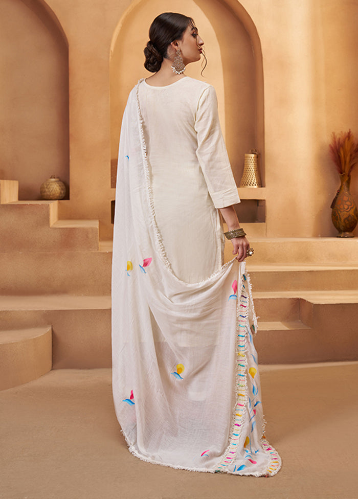 3 Pc Cream Cotton Suit Set