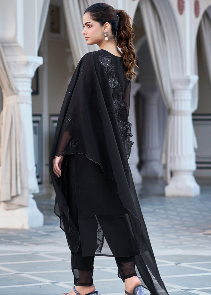 3 Pc Black Georgette Suit Set