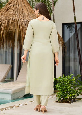 3 Pc Green Silk Suit Set