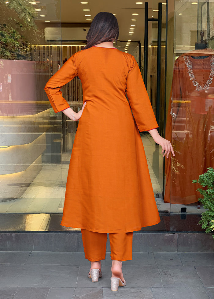 3 Pc Orange Cotton Suit Set