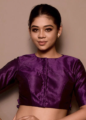 Purple Dupion Silk Designer Blouse - Indian Silk House Agencies