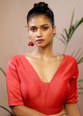 Red Dupion Silk Designer Blouse