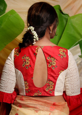 Off White Pure Cotton Designer Blouse - Indian Silk House Agencies