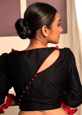 Black Cotton Silk Designer Blouse