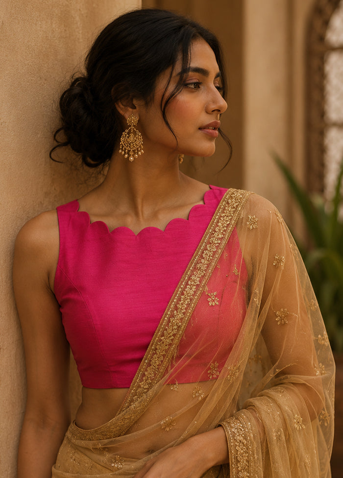 Rani Pink Boat Neck Designer Blouse