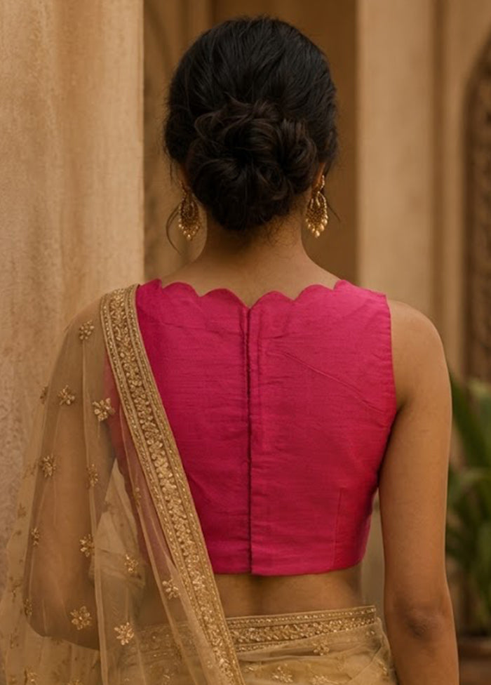 Rani Pink Boat Neck Designer Blouse