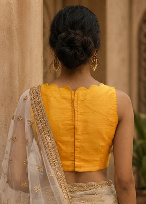 Yellow Boat Neck Designer Blouse