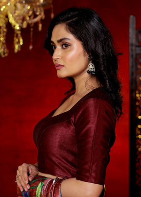 Maroon Dupion Silk Designer Blouse - Indian Silk House Agencies