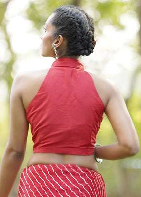 Red Cotton Silk Designer Blouse