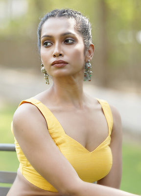 Yellow Dupion Silk Designer Blouse
