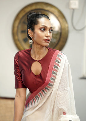 Maroon Blended Silk Designer Blouse