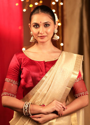 Maroon Satin Designer Blouse
