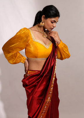 Yellow  Pentagon Neck Designer Blouse