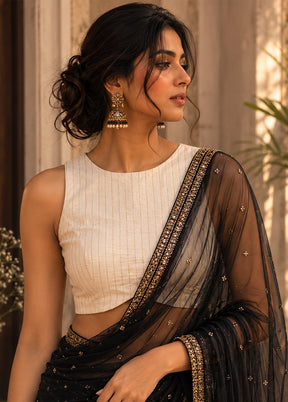 Cream Halter Neck Designer Blouse